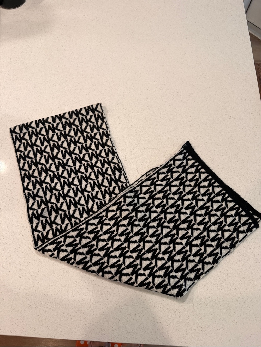 Michael Kors Black & White Logo Knit Scarf